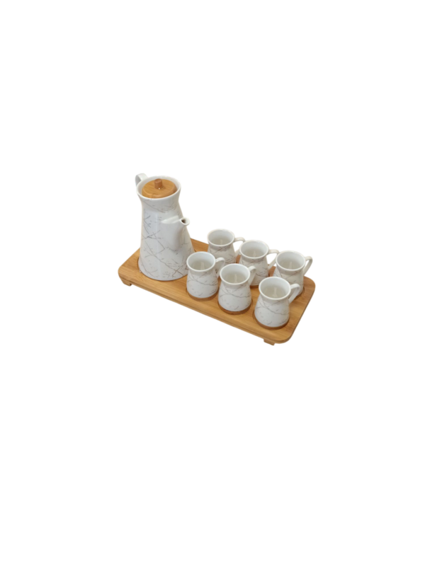 Kermaki Tee-Kanne und 6 Tassen – Elegantes Set in Weiß